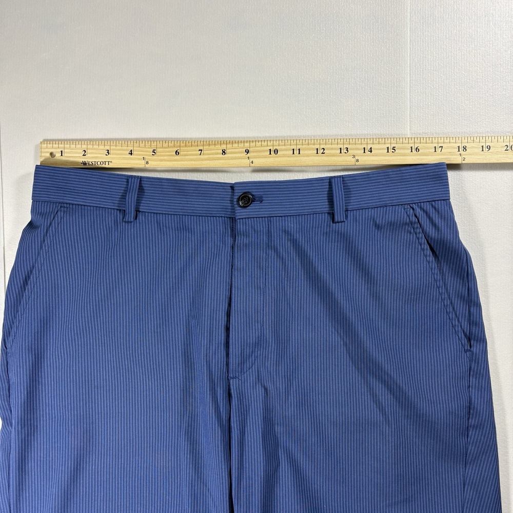 Greg Norman Performance Golf Shorts Men Size 34 Blue Pinstripe Stretch Polyester - Picture 5 of 5